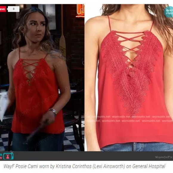 WAYF Posie Strappy Camisole In Red Lipstick - Size S - Picture 14 of 16